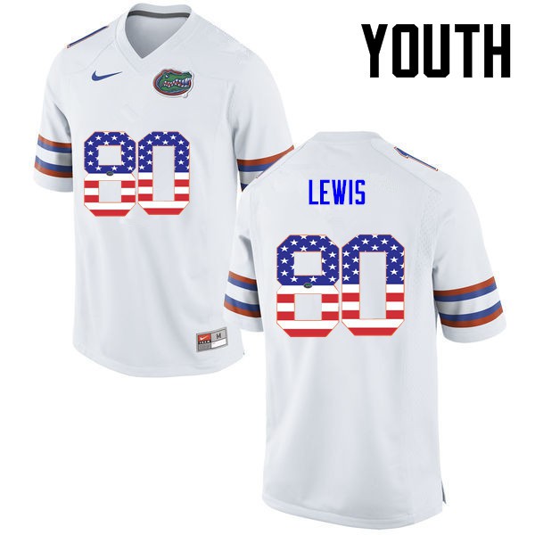 Florida Gators Youth #80 C'yontai Lewis College Football Jersey USA Flag Fashion White